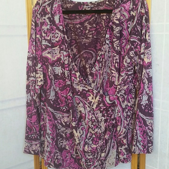 ♋Coldwater Creek Abstract Paisley Plus Top - Picture 4 of 6